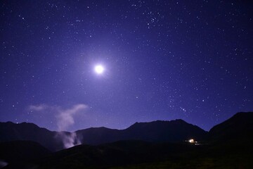 月夜の北アルプス 立山連峰