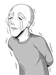 漫画風_悲しくて泣くおじいさん_縦