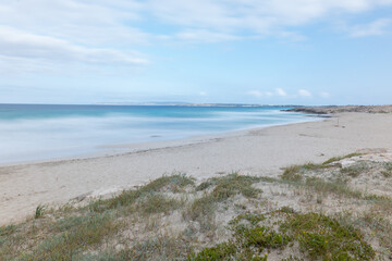 Illetes beach on the island of Formentera in Spain made in long exposure.