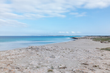 Illetes beach on the island of Formentera in Spain made in long exposure.