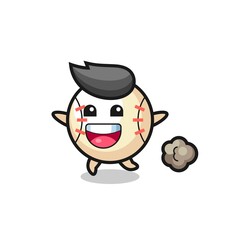 the happy baseball cartoon with running pose