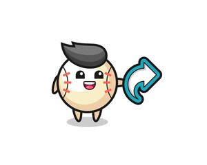Naklejka premium cute baseball hold social media share symbol