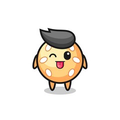 Obraz premium cute sesame ball character in sweet expression while sticking out her tongue