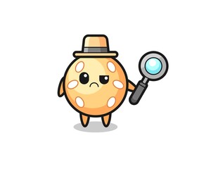 Fototapeta premium the mascot of cute sesame ball as a detective