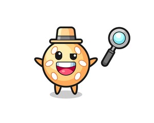 Fototapeta premium illustration of the sesame ball mascot as a detective who manages to solve a case