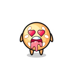 Obraz premium the falling in love expression of a cute sesame ball with heart shaped eyes