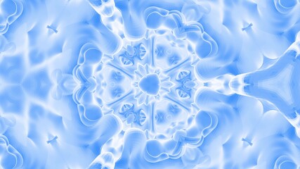 3d render. Stylish blue white creative abstract low poly kaleidoscope background. Abstract wavy symmetrical pattern on surface. Simple geometric bg.