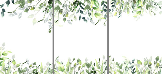 Watercolor floral illustration set - green leaf Frame collection, for wedding stationary, greetings, wallpapers, fashion, background. Eucalyptus, olive, green leaves, etc. High quality illustration