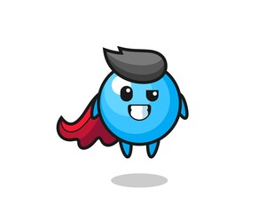 the cute bubble gum character as a flying superhero