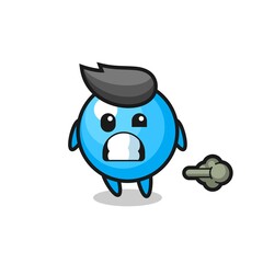 the illustration of the bubble gum cartoon doing fart