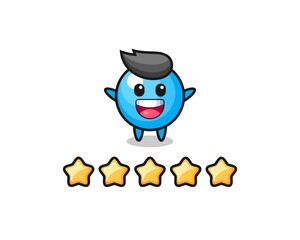 the illustration of customer best rating, bubble gum cute character with 5 stars