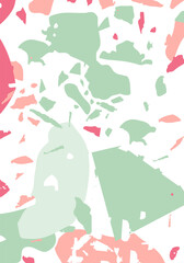 Terrazzo modern abstract template. Pink and green