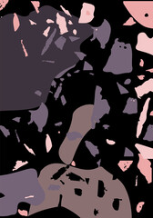 Naklejka na ściany i meble Terrazzo modern abstract template. Black and pink