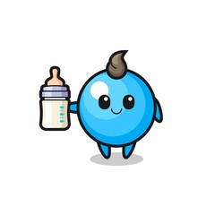 baby bubble gum cartoon character with milk bottle