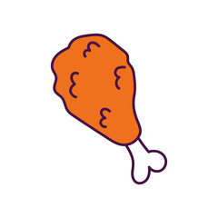 Isolated fried chicken leg icon