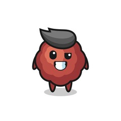 cute meatball mascot with an optimistic face