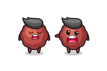 illustration of the argue between two cute meatball characters