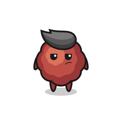 cute meatball character with suspicious expression