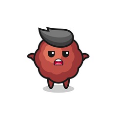 meatball mascot character saying I do not know