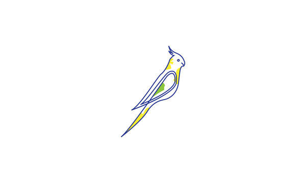bird lines art colorful parakeet logo symbol vector design illustration