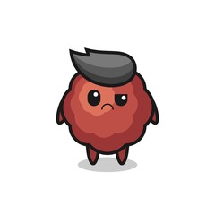 the mascot of the meatball with sceptical face