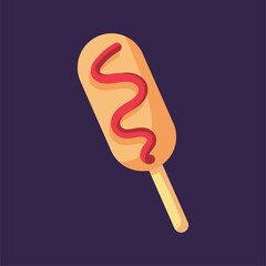 Isolated sausage with ketchup icon