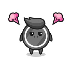annoyed expression of the cute hockey puck cartoon character