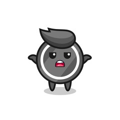 Obraz premium hockey puck mascot character saying I do not know