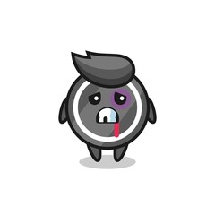 injured hockey puck character with a bruised face