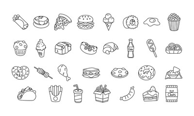 Set of fast foods icons