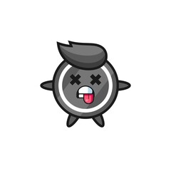 character of the cute hockey puck with dead pose