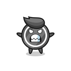 wrathful expression of the hockey puck mascot character