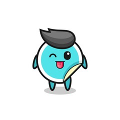 cute sticker character in sweet expression while sticking out her tongue