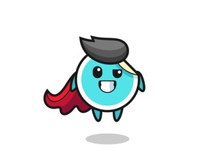 the cute sticker character as a flying superhero