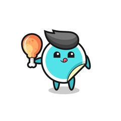 sticker cute mascot is eating a fried chicken