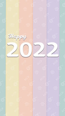 Happy 2022 pastel colored background/ cat pattern, for celphone