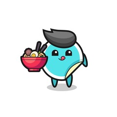 cute sticker character eating noodles