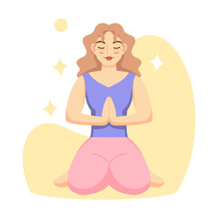 Isolated woman meditating Healthy Lifestyle
