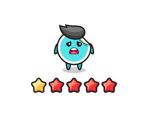 the illustration of customer bad rating, sticker cute character with 1 star