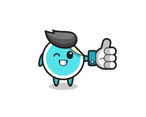 cute sticker with social media thumbs up symbol