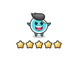 the illustration of customer best rating, sticker cute character with 5 stars