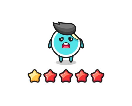 the illustration of customer bad rating, sticker cute character with 1 star © heriyusuf