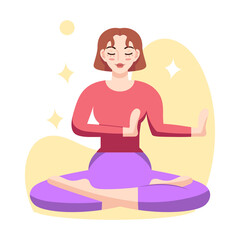 Isolated woman meditating Healthy Lifestyle