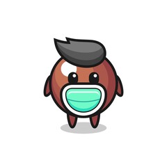 cute chocolate ball cartoon wearing a mask