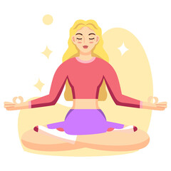 Isolated woman meditating Healthy Lifestyle