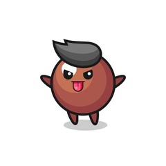 Obraz premium naughty chocolate ball character in mocking pose