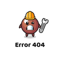 error 404 with the cute chocolate ball mascot