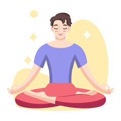 Isolated man meditating Healthy Lifestyle