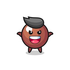 the illustration of cute chocolate ball doing scare gesture