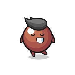 chocolate ball cartoon illustration with a shy expression